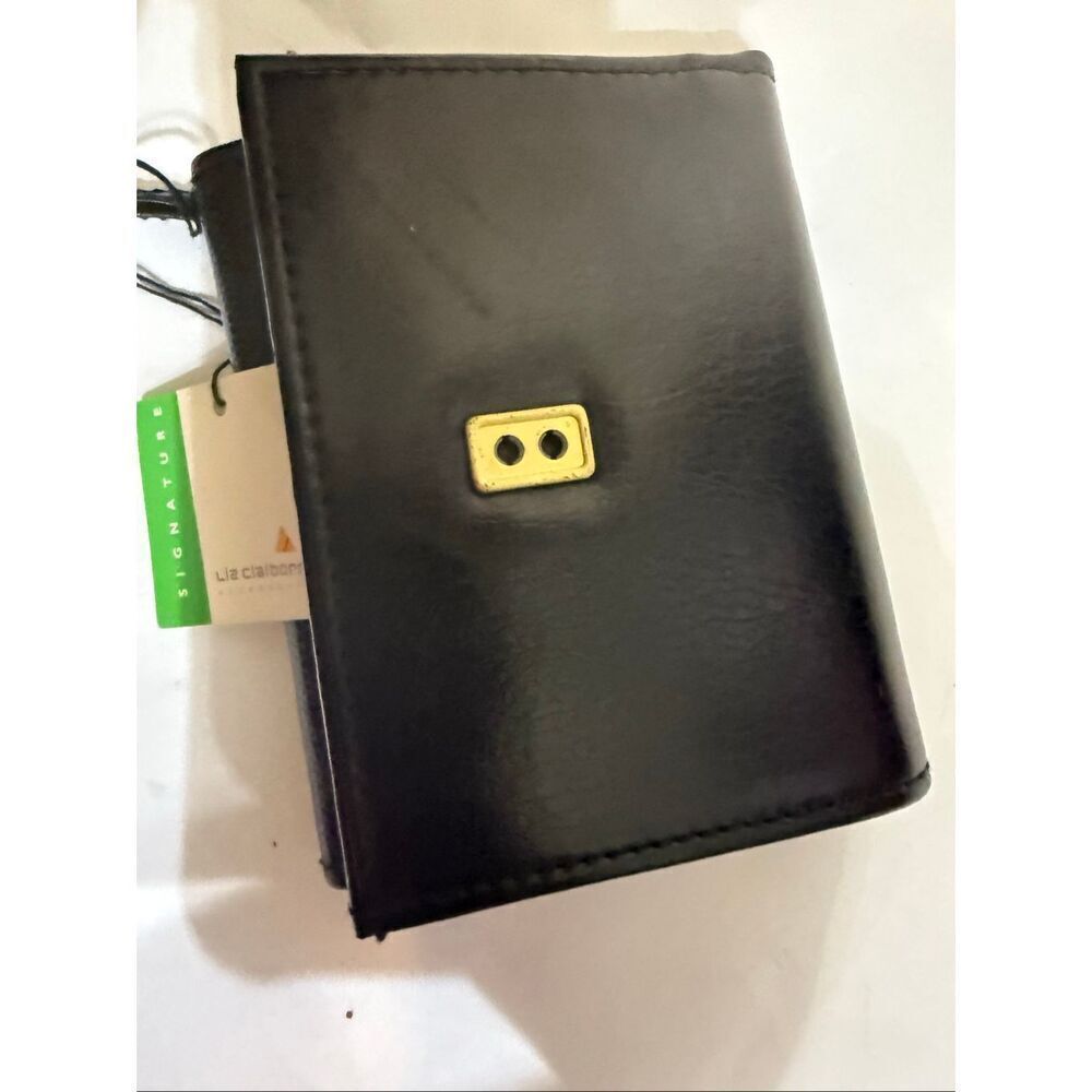 Liz Claiborne Women's Textured Leather Tri-fold Card Holder Wallet Black OS NWT - Picture 6 of 7